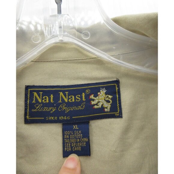 Nat Nast Shirt XL Blue Luxury Silk Button Up Original Resort Wear Y2K* - Picture 10 of 11